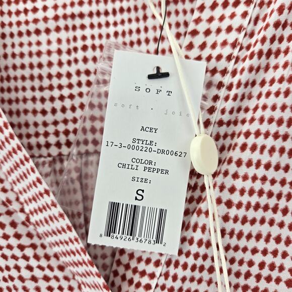 Joie Soft Acey Dress Womens Small NEW Chilli Pepper Mini Casual Rayon Red White - Picture 7 of 10